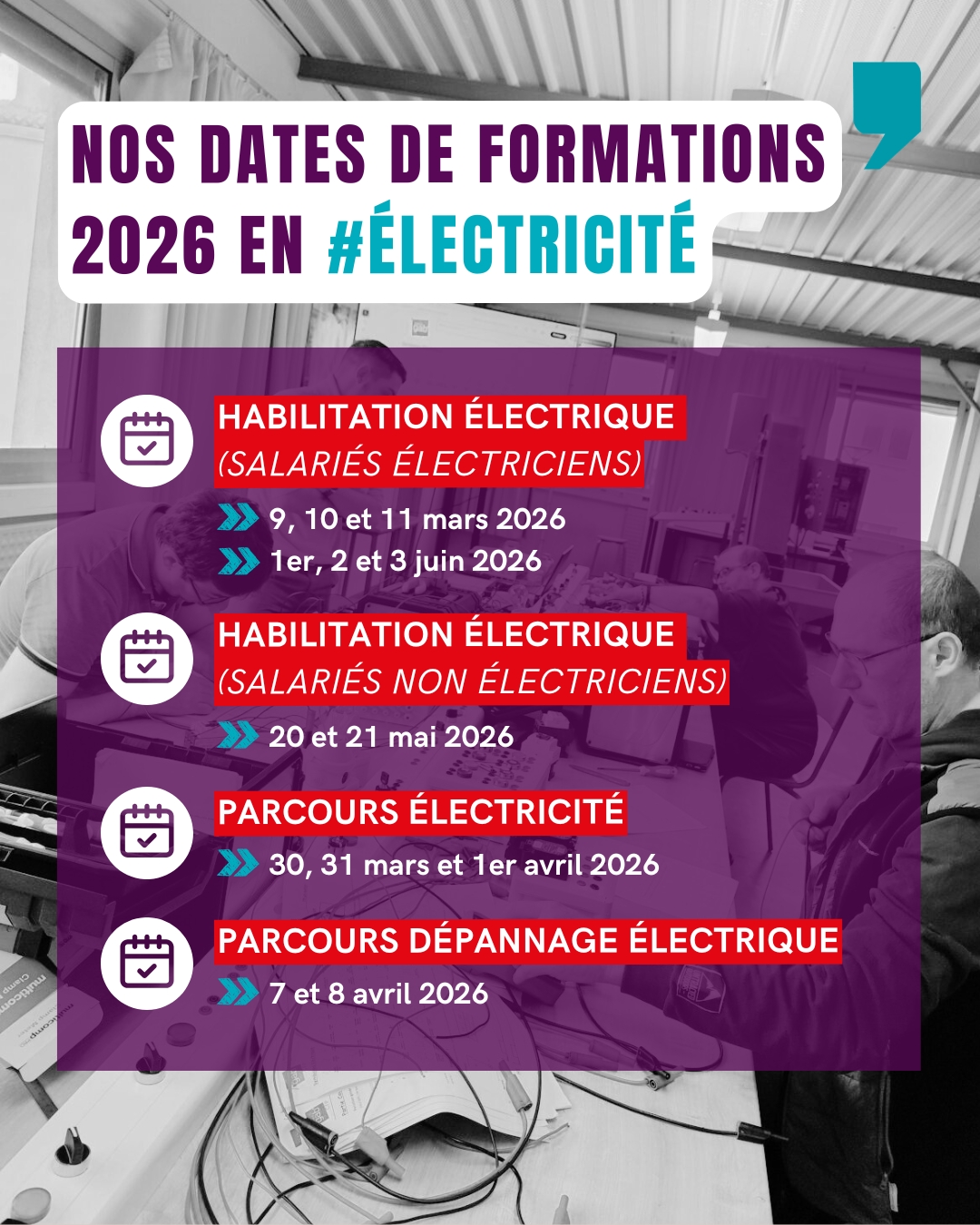 cfp dates formations électricité 2026